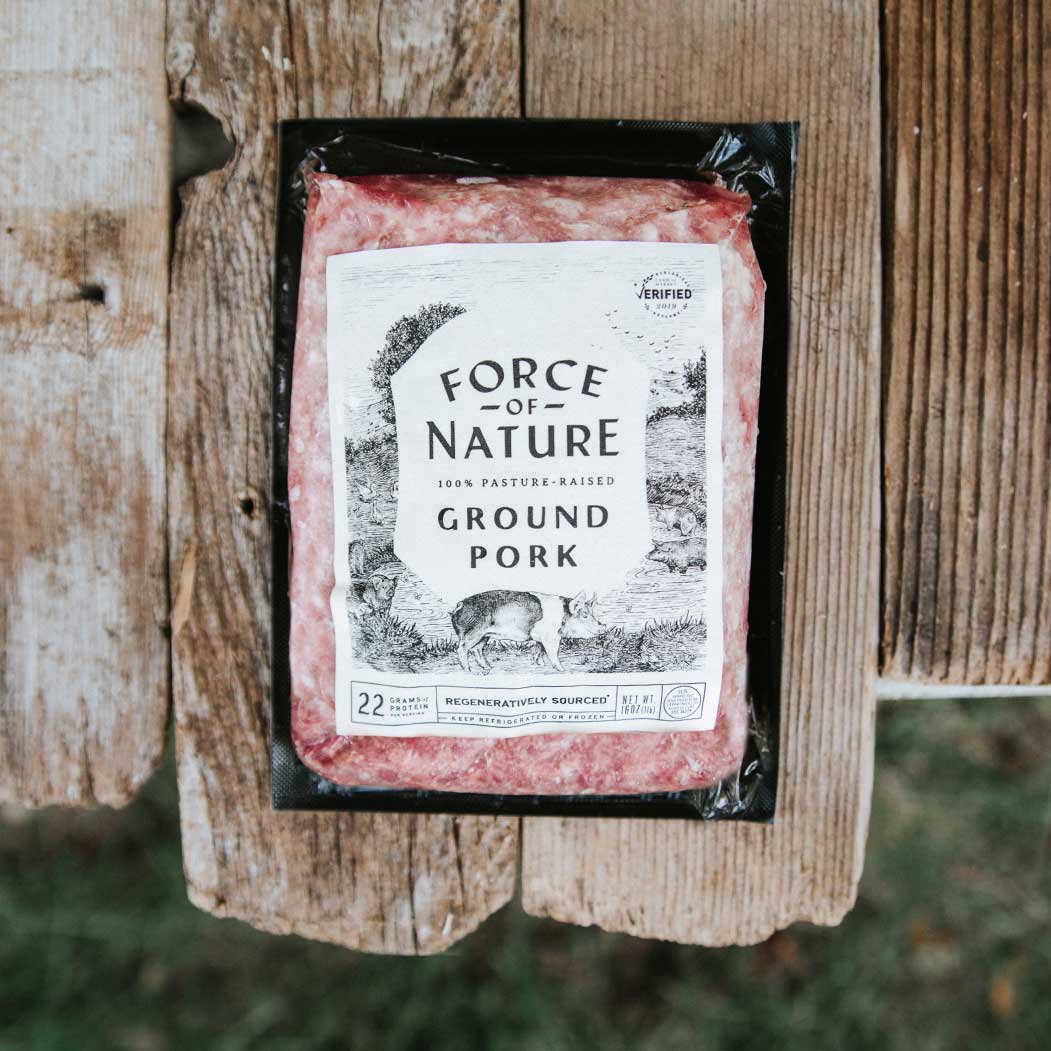 Force of Nature Ground Pork Verified Regenerative - Land to Market Regenerative Holiday Entertaining Guide